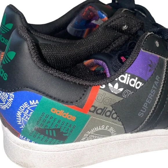 Adidas Originals Men's Superstar Low Top Logo Patchwork Sneakers Size 8